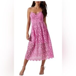 ASTR Pink Strapless Lace Dress | Sz: Small